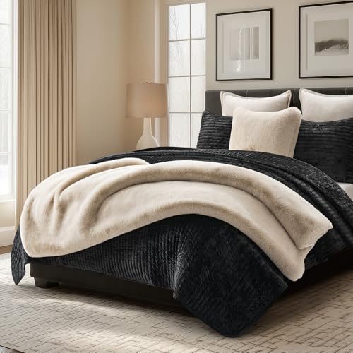EverGrace Faux Chinchilla Fur Throw Blanket, 60"x80", Birch Mink - color: Birch Mink, size: 60"x80"