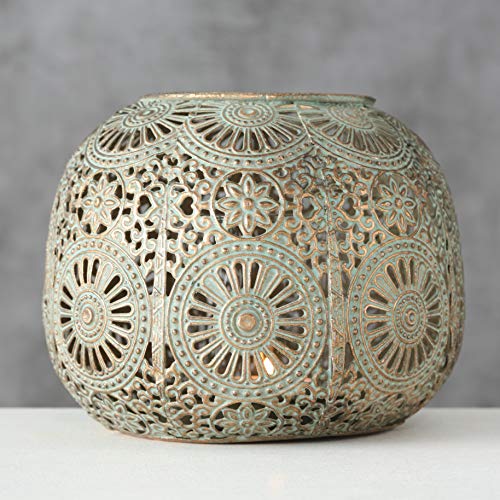Moroccan Hurricane Candle Holder, Gold, 6.25 x 4.25 Inches