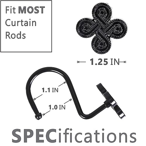 Matte Black Shower Curtain Hooks: Rust Proof Metal Curtain Rings, 12Pcs - color: Matte Black