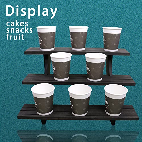3 Tier Earring Display Stands For Selling, Retail Display Riser Earring, Ring Holder Stand, Removable Countertop Small Merchandise Display Stand, for Figures,Cupcake, Photo (Brown color) - color: brown