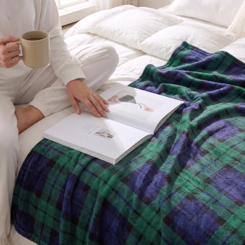 BEDELITE Christmas Fleece Throw Blanket for Couch & Bed, Blue & Green - color: Blue&green Tartan, size: Throw(50"x60")