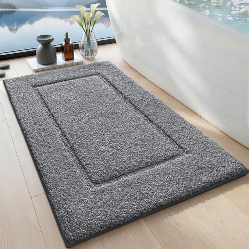 DEXI Bath Mat 36x24, Soft Absorbent Bathroom Rugs Non Slip, Grey - color: Grey, size: 36" X 24" (Rectangular)