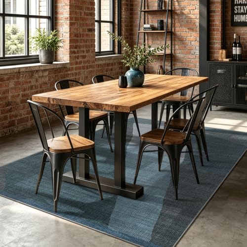 YIHOUSE Mid Century Modern Rug, Washable Non-Slip Low Pile, Blue, 5x7 ft - color: Blue, size: 5' x 7' (Rectangular)