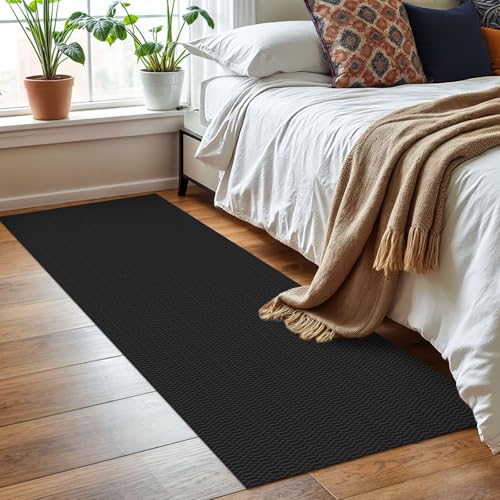 KOZYFLY 2x6 Runner Rug, Washable Non Slip Kitchen Hallway Rug, Black/Grey - color: Black/Charcoal Grey, size: 2' x 6' (Rectangular)