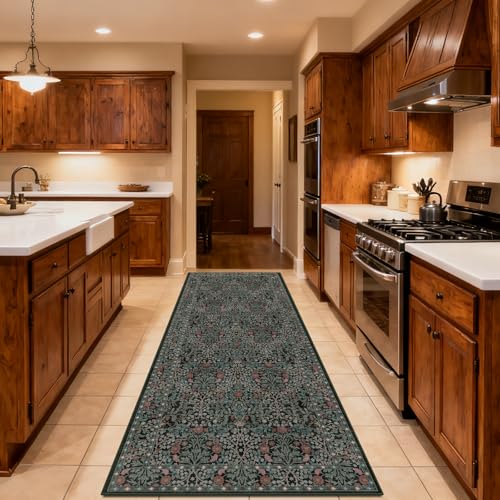 2'6" x 8' Runners Rug for Hallway Washable Soft Carpet (Dark Green) - color: Dark Green, size: 2'6" x 8' (Runner)
