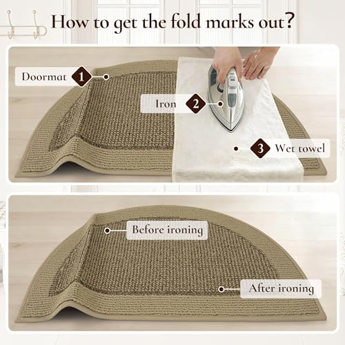 Dirt Trapper Door Mats 32" x 48", Non-Slip & Washable, Beige - color: Beige, size: 32" X 48" (Semicircular)