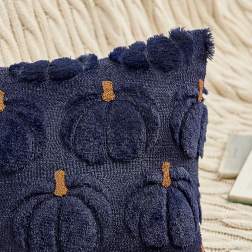 MIULEE Fall Pumpkin Pillow Covers Fall Decor Navy Blue Brown Stem 18x18 - color: Navy Blue Brown Stem, size: 18" x 18" (Pack of 2)