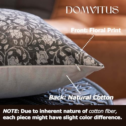 DOMVITUS Floral Pillow Covers 20x20, Throw Pillows for Couch, Floral Print Pillow Cover, Decorative Neutral Accent Throw Pillow Covers for Living Room, 1PC, Black - color: Black, size: 20" x 20" (Pack of 1)