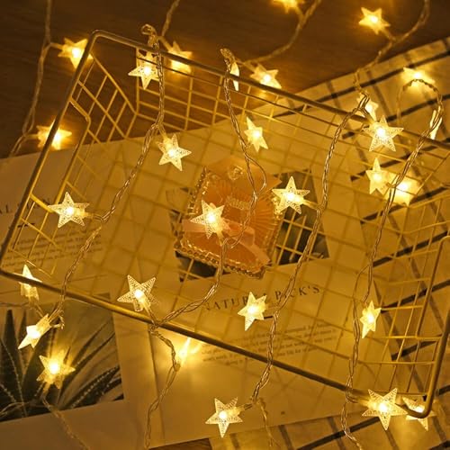 HEYFUNi 39FT 100LED Star String Lights Plug in, Twinkle Lights with Remote - color: Warm White, size: 100 LED-Plug