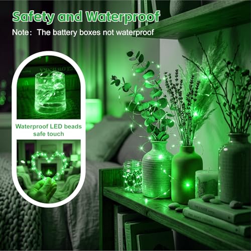 8 Pack Rechargeable LED Fairy Lights 7Ft 20LED Battery Operated - color: Green