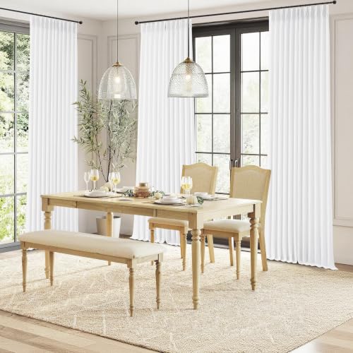 White Linen Pleated Curtains 63 Inch Length for Living Room - color: White, size: 40"W x 63"L (Pack of 2)