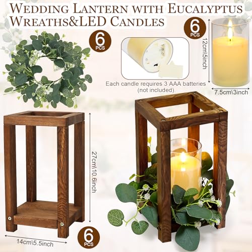 18 Pcs Wooden Lantern Centerpiece for Table Decor - color: Green, size: 6 Sets