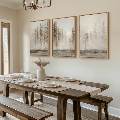 Large Framed Abstract Forest Landscape Wall Art for Living Room, 24x36 Inch - color: Neutral-A, size: 24" W x 36" H x 3Pcs