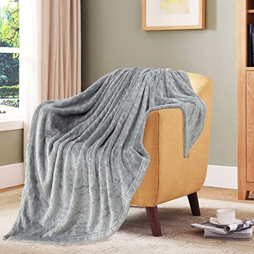 TOONOW Fleece Blanket Super Soft Cozy Throw Blanket 50" x 60", Lightweight Fuzzy Comfy Textured Flannel Blanket Warm Plush Throw Blankets for Couch, Sofa, Bed, Light Grey - color: Light Grey