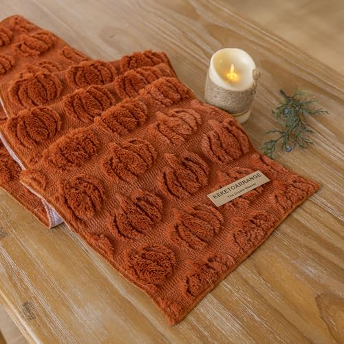 Keketoarrange Fall Table Runner Rust Terracotta Soft Plush Faux Fur Velvet Pumpkin Autumn Harvest Cloth Dining Centerpiece Thanksgiving Decor for Home Kitchen Decoration 13 x 48 Inch - size: 48"x13"