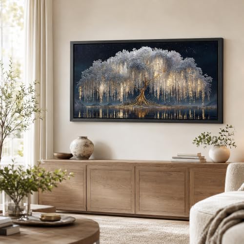 Framed Black Gold Tree of Life Abstract Canvas Wall Art 16x32 Inch - color: Tree of Life, size: 32"L x 16"W