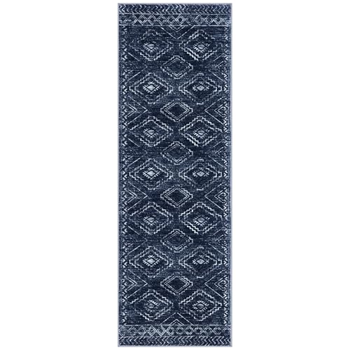 KILOCOCO Washable Runner Rug 2x6 ft Non Slip Hallway Runners, Dark Blue - color: Dark Blue, size: 2' x 6' (Runner)
