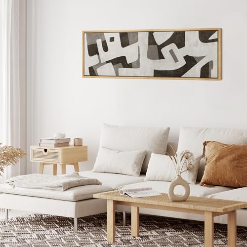 MUDECOR Large Framed Canvas Print Wall Art Abstract Geometrics Monochromatic Shapes Illustrations Antique Retro Fine Art Illustrations Decorative Colorful for Bedroom - 60"x20" - color: A06-2402-na22, size: 60"L x 20"W
