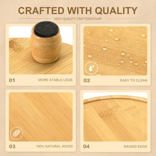 EOSAHR Round Bamboo Wood Riser for Kitchen Counter, Original wood - color: Orginal Wood