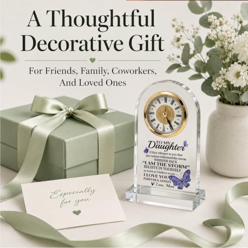 WKYAER Daughter Gifts Acrylic Desk Clock, to My Daughter Quote Keepsake, Butterfly Wildflower Decor, Inspirational Birthday Present, Birthday Graduation, 4.3 x 7.8 in - color: Gift 16