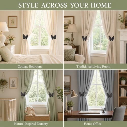 Butterfly Curtain Holdbacks Rustic Metal Set of 2