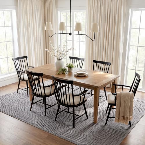 Etwel 6x9 Dark Gray Geometric Textured High-Low Pile Washable Area Rug - color: Dark Gray, size: 6' x 9'