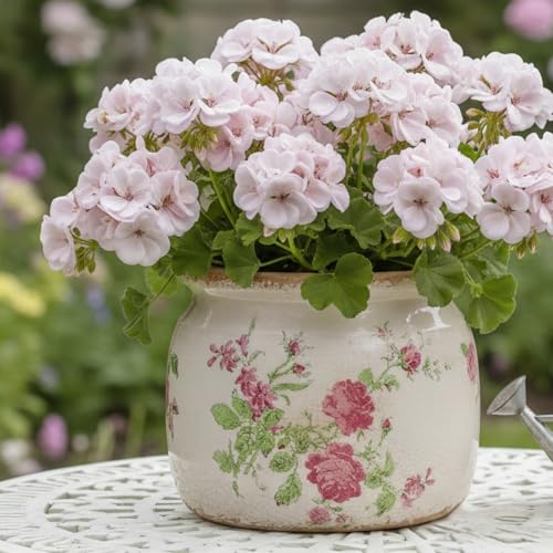 Decorative Pink Vintage Floral Pots, Ceramic Garden Pots with Drainage - color: Vintage Floral, size: 6.3 in