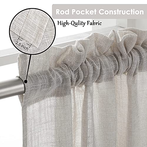 Beda Home Linen Textured Curtain Panels Kitchen Living Room-Nature 36Wx36L - color: Nature, size: 36"W x 36"L (Pack of 2)