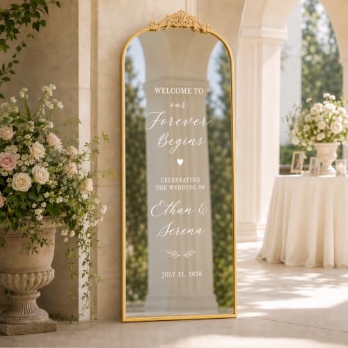 Easly 24"X65" Full Length Mirror Vintage, Gold Arch Mirror for Home Decor - color: Gold, size: 65"L x 24"W