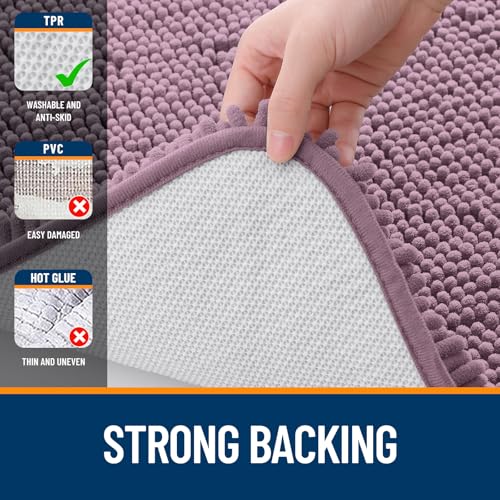 OLANLY Toilet Rugs U-Shaped 20x20, Soft Absorbent Chenille Contour Rugs - color: Deep Plum, size: 20" X 20" Contour Rug