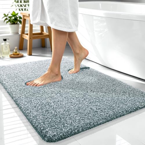 OLANLY Microfiber Soft Bathroom Rugs Mats 40x32, Blackish Green and White - color: Blackish Green and White, size: 40" X 32"