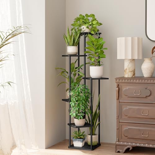 Bamworld Tall Plant Stand Indoor Corner Plant Holder for Multiple Plants - color: Dark Brown, size: 6 Tier