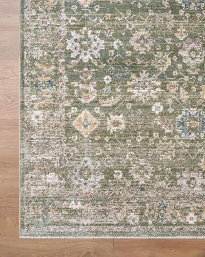 Hauteloom Zenan Living Room, Bedroom Area Rug - Traditional - Olive, Taupe, Medium Brown - 5' x 7'5" - color: Olive, Taupe, Medium Brown / Humana, size: 4'11" x 7'5" (Rectangular)