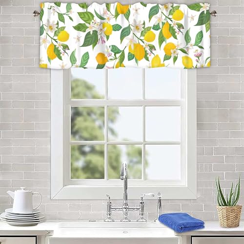 Lemon Valances for Windows,Short Curtains 1 Panel,42x12 Inch - color: Lemon, size: 42"W x 12"L (Pack of 1)