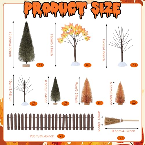 33 PCS Mini Fall Figurines Thanksgiving Resin Figurines Autumn Tiny Resin Farm Miniature Include Trees Pumpkins Scarecrow Wheelbarrow Ears of Wheat Basket Fence for Harvest Home Table Decorations - color: Fall