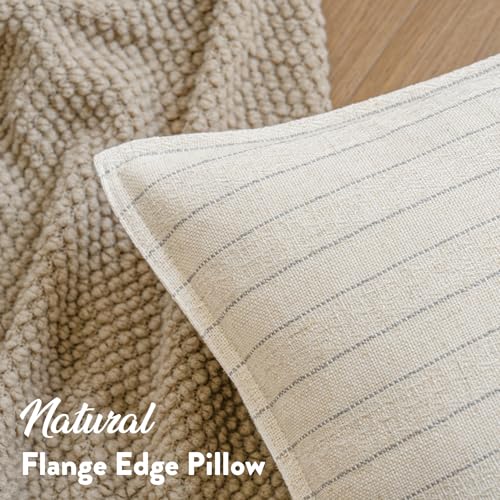 MOROCO Linen Striped Throw Pillow Covers 20x20 Set of 2, Grey - color: Grey, size: 20" x 20" (Pack of 2)