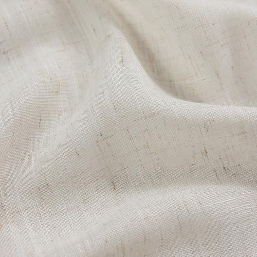 TERLYTEX Farmhouse Linen Curtains with Ruffled Edges 47 x 84 Inch, 2 Panels - color: Natural Linen, size: 47"W x 84"L (Pack of 2)