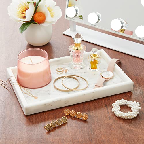 Juvale Large Marble Vanity Tray - Jewelry & Cosmetic Organizer with Drawer Organizer - Bathroom Display with Soap Tray - Home Accent Piece with Marble Decor - 11.7 x 7.7 x 1.1 in White - size: 11.7" x 7.7" x 1.1"