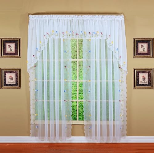 Today's Curtain,Vineyard 3-D Appliqué,Swag 38", White, 60" W x 38" L - color: White, size: 60"W x 38"L (Pack of 1)