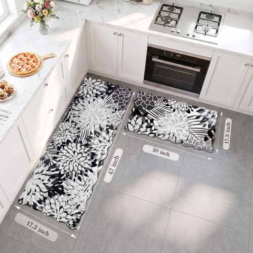 ZonLi Kitchen Mats for Floor 2PC Anti Fatigue Kitchen Rug Non Slip Washable - color: Grey, size: 17.3"x30"+17.3"x47"inch