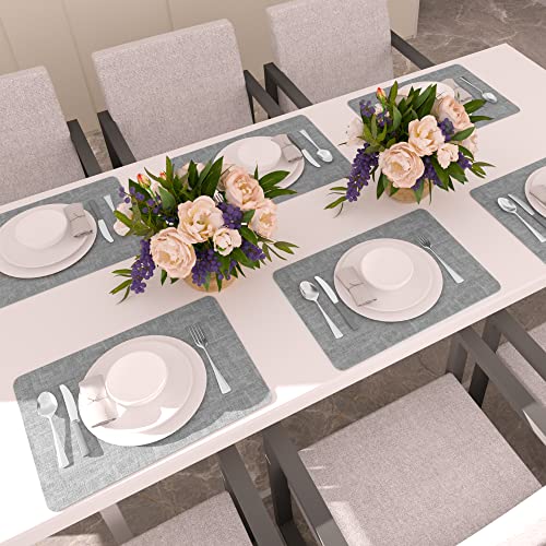 Maxpearl Faux Leather Placemats Set of 6, Easy to Clean, Grey - color: Light Grey