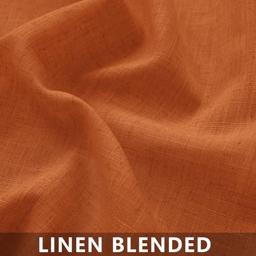 Burnt Orange Linen Narrow Curtains 84 Inches Long, Back Tab Fall Bohemian Boho Light Filtering Sheer Skinny Curtain Drapes for Living Room Bedroom Set 2 Panels, Dark Orange Autumn Decor, 42x84 - color: Orange, size: 42"W x 84"L (Pack of 2)