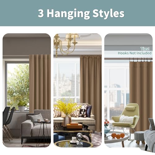 BGment Taupe 100% Blackout Curtains 84 Inch Length 2 Panels Set with Liner - color: Taupe, size: 38"W x 84"L (Pack of 2)