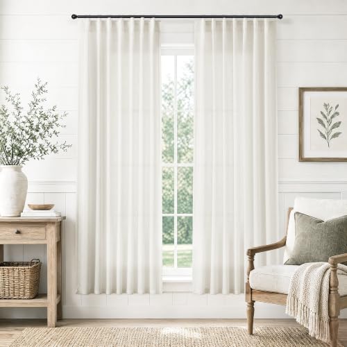 Jowels 천연 리넨 커튼 198.1cm(78인치) 길이 거실용 패널 2개 - color: 천연, size: 50"W x 78"L (Pack of 2)