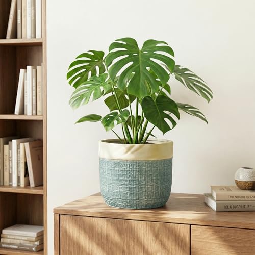 Ceramic Planter, 8 Inch Plant Pot, Round Flower Pots, Blue - color: Blue, size: 8 Inch
