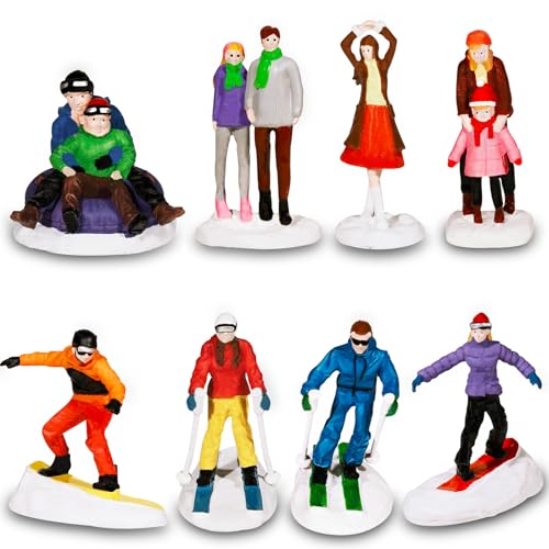 Rileryan 8 PCS Miniature Christmas Village People Figurines Set - style: B