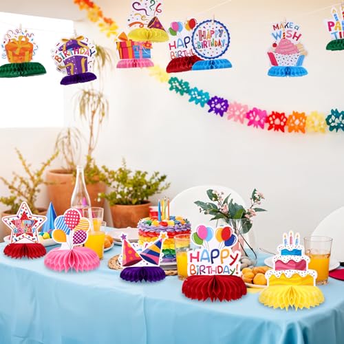 NatNarr Birthday Table Decorations Happy Birthday Honeycomb Centerpieces - style: Happy Birthday