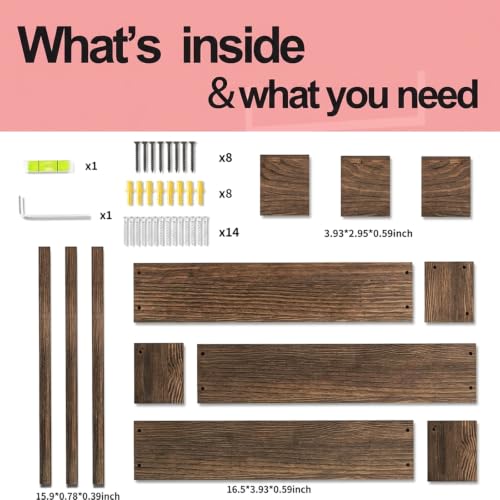 Fixwal Floating Nursery Book Shelves for Wall, 16.5 Inches, Set of 3, Brown - color: Brown, size: 16.5inches