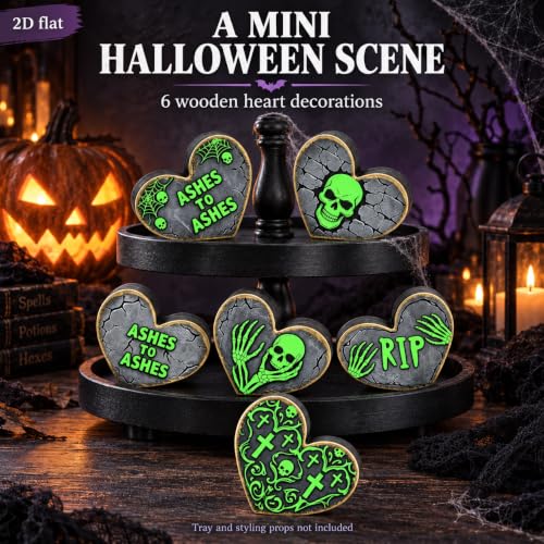 Wooden Heart Halloween Decor Indoor, Halloween Decorations for Home Kitchen - style: Heart