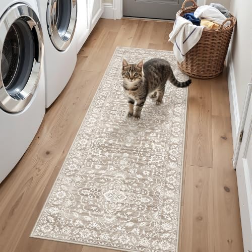 Soalmost Runner Rug Non-Slip for Kitchen 2x6, Washable Soft Hallway Rug - color: Light Brown, size: 2' x 6' (Runner)